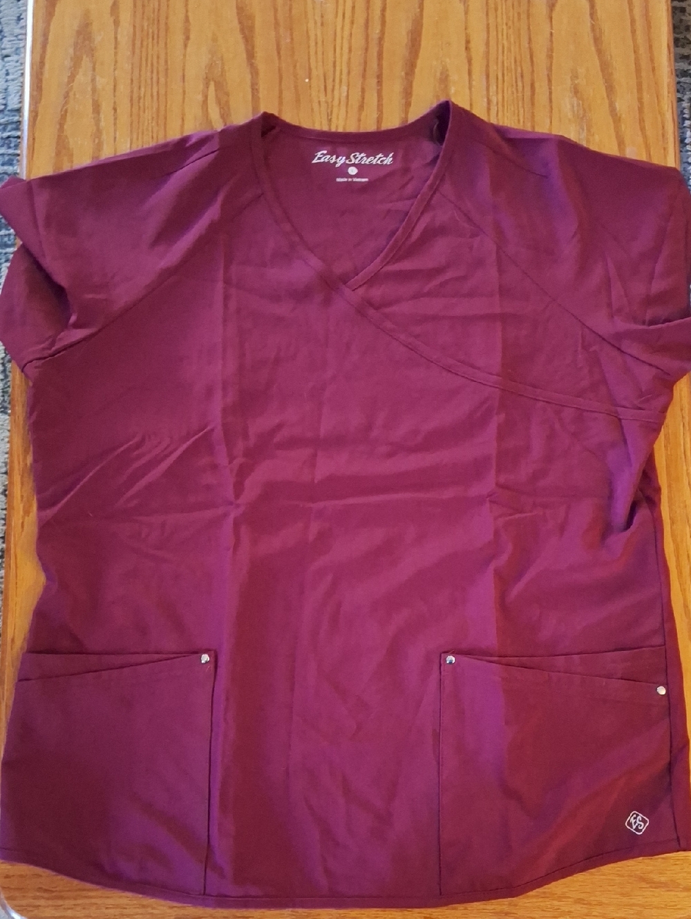 Burgundy V-Neck Scrub Top